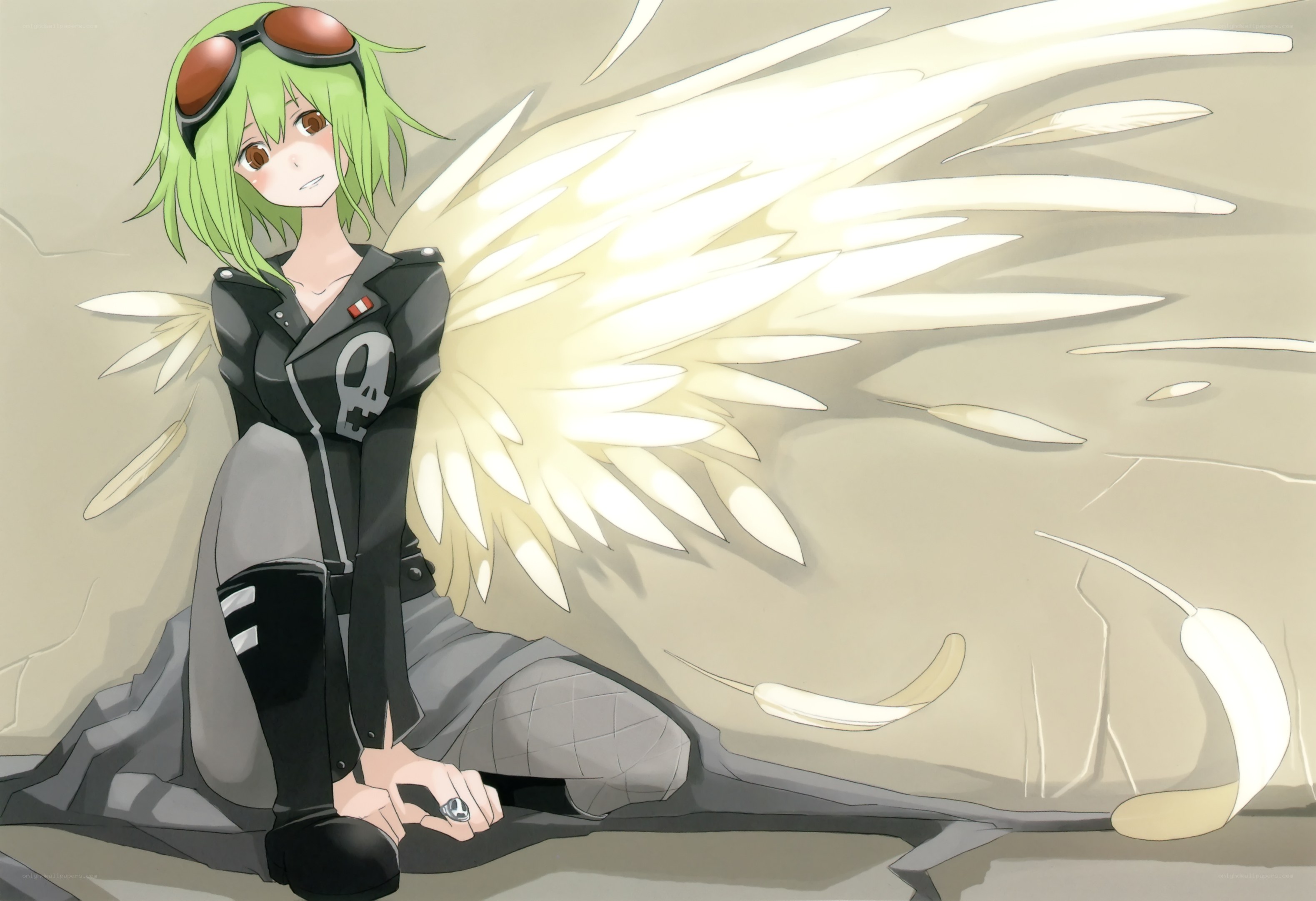 green-haired angel with wings
