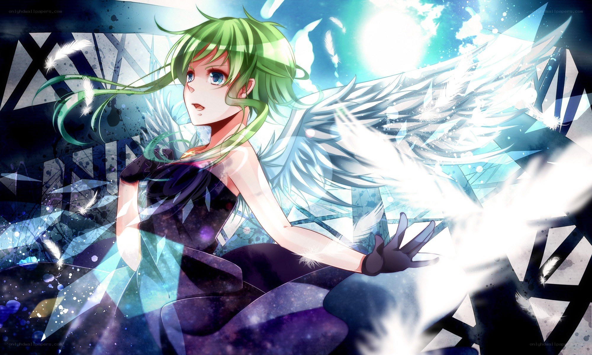 green-haired angel with wings