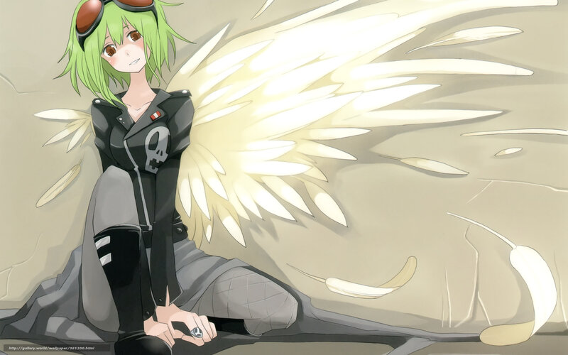 green-haired angel with wings