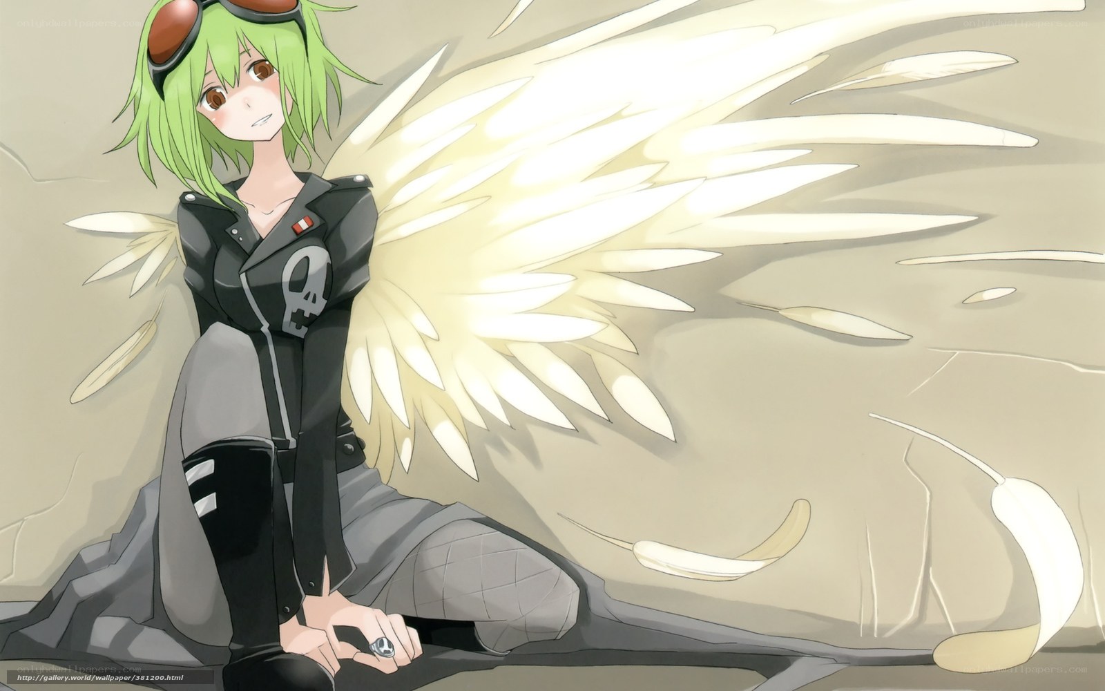 green-haired angel with wings