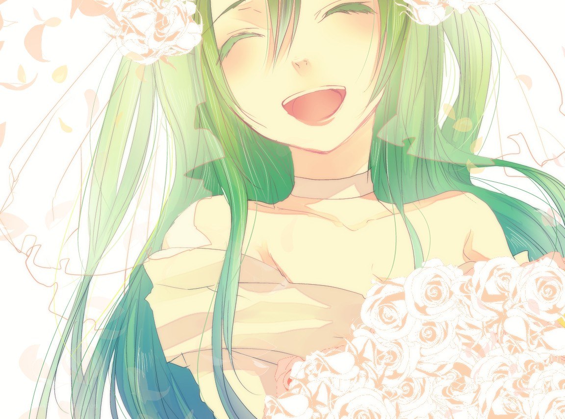 green-haired anime bride