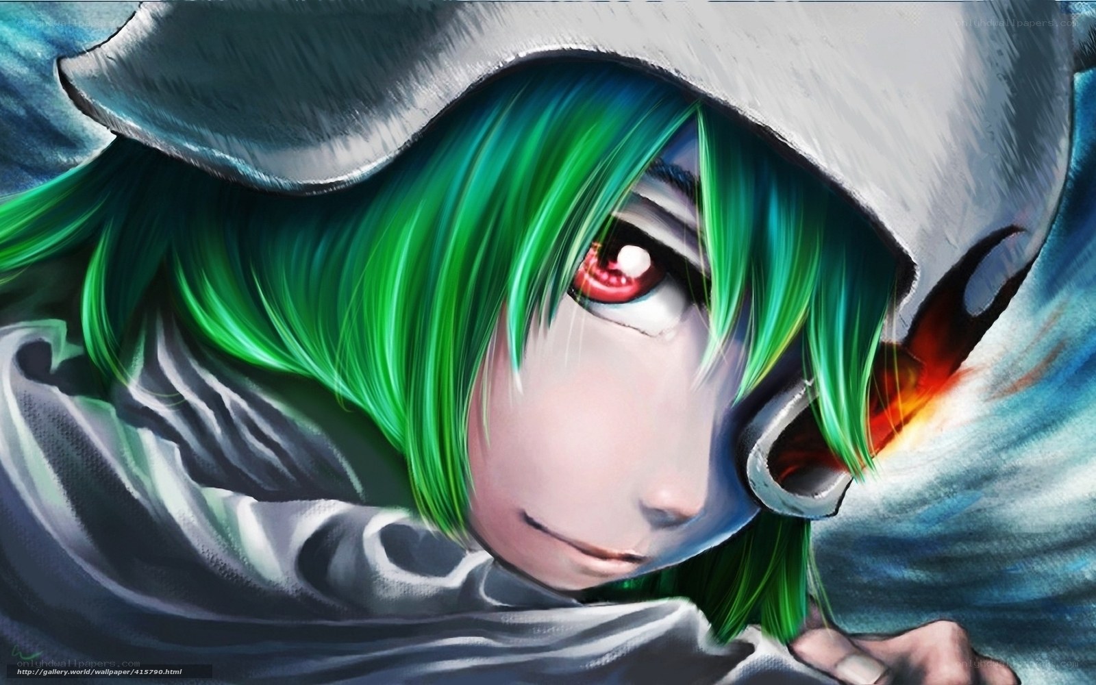 green-haired anime character