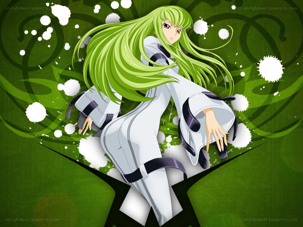 green-haired anime character
