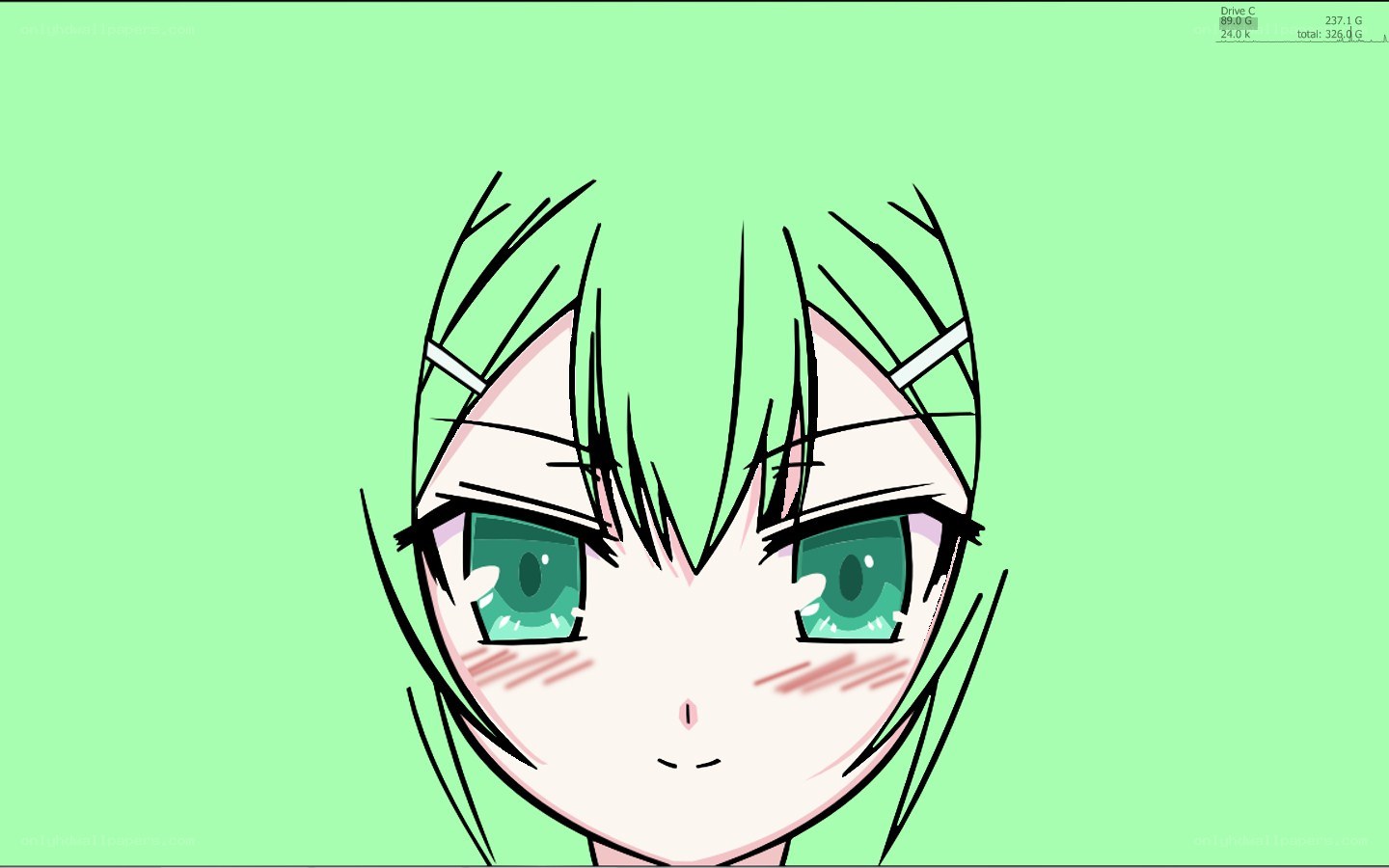 green-haired anime character