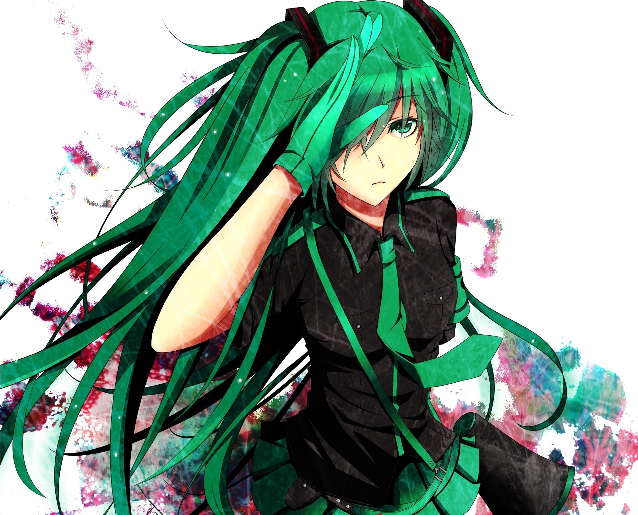 green-haired anime character