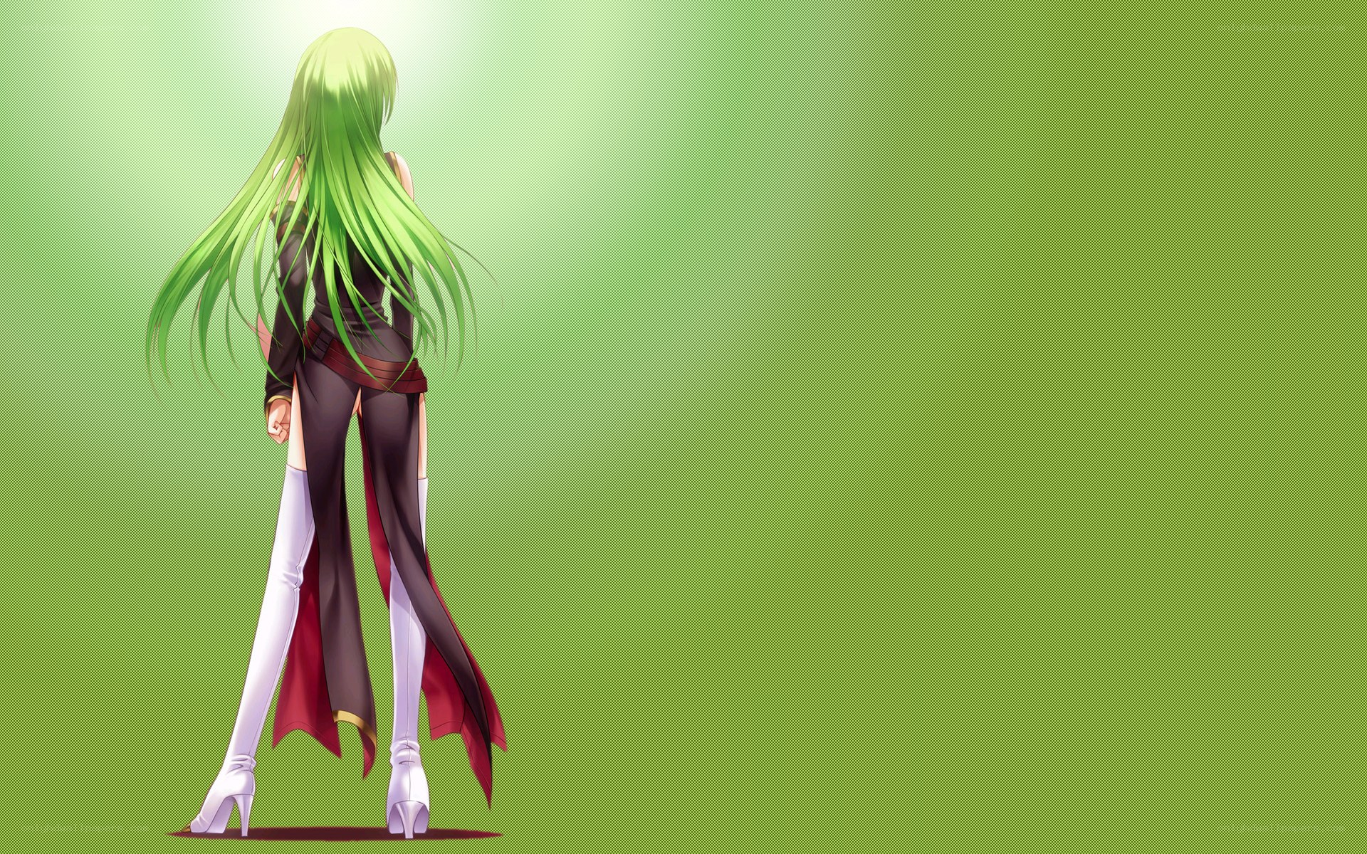 green-haired anime character