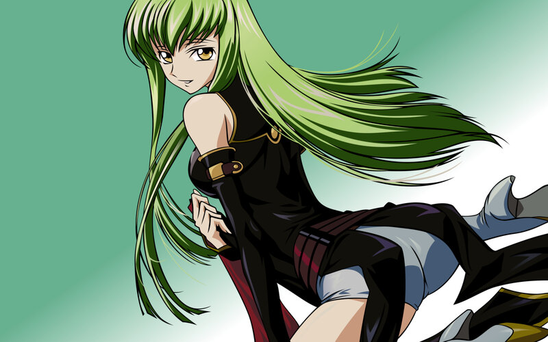 green-haired anime character