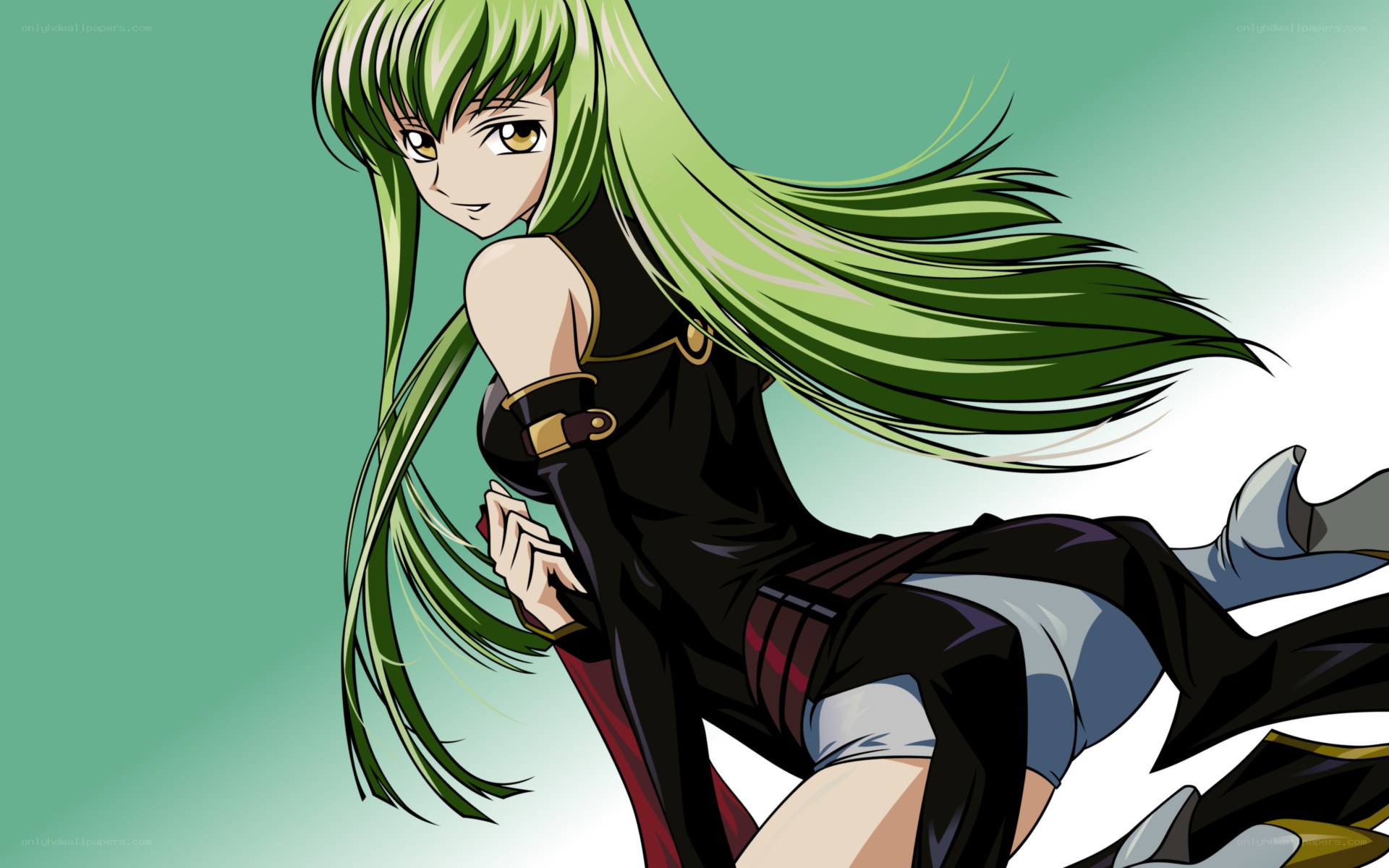 green-haired anime character