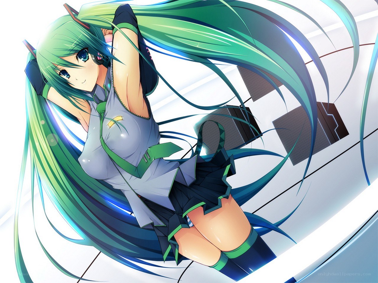 green-haired anime character