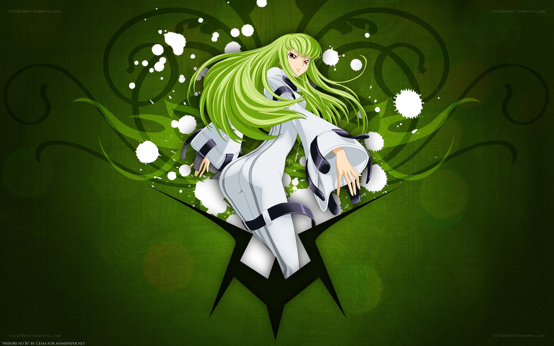 green-haired anime character