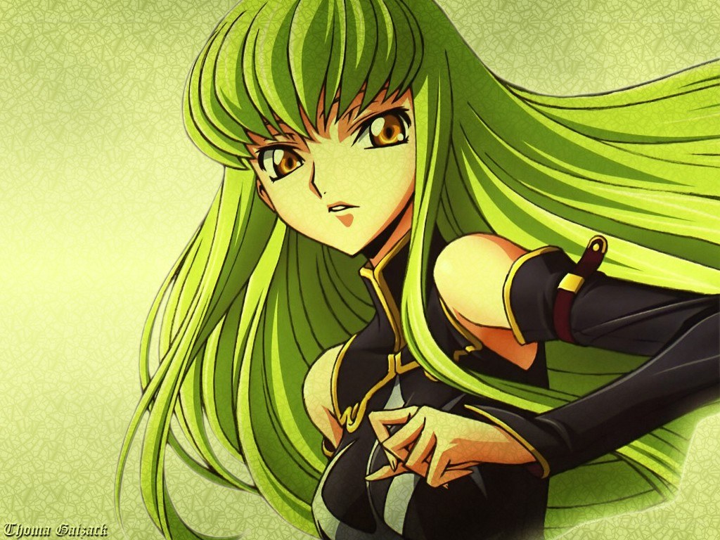 green-haired anime character