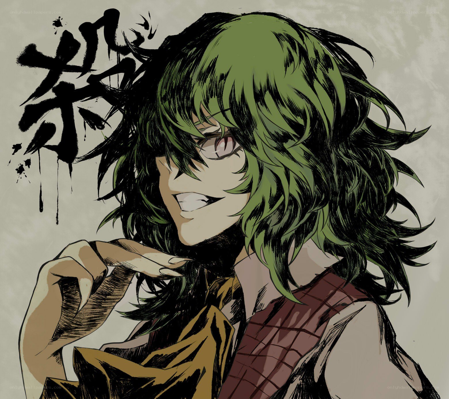 green-haired anime character