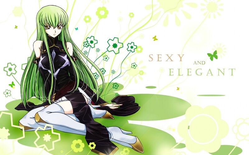 green-haired anime character