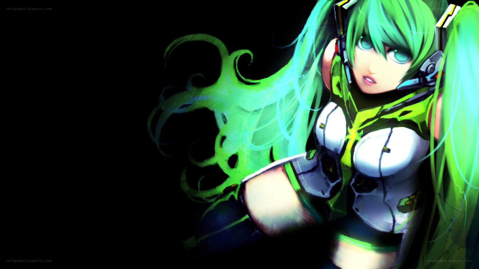 green-haired anime character