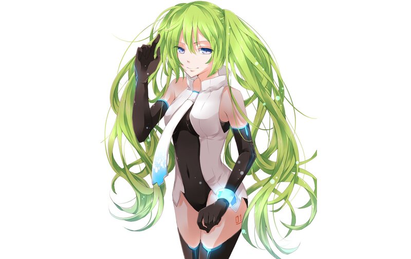 green-haired anime character