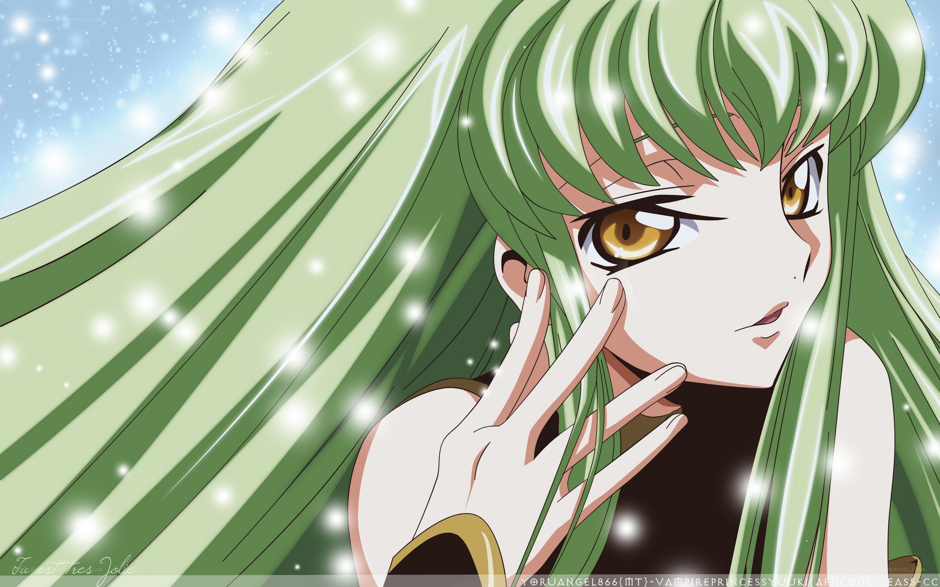 green-haired anime character