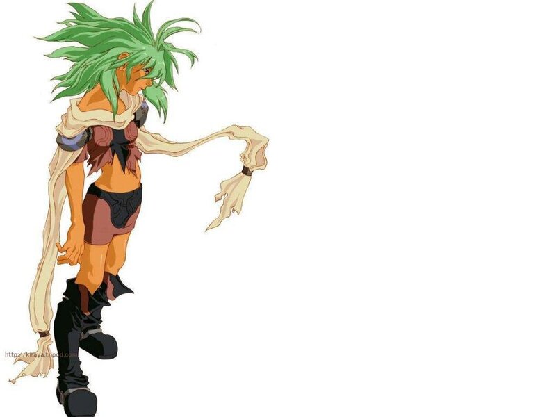 green-haired anime character