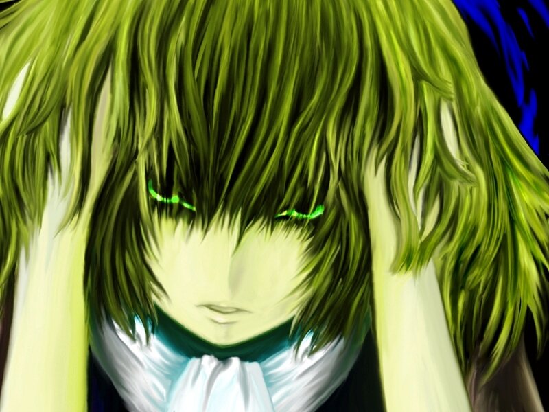 green-haired anime character