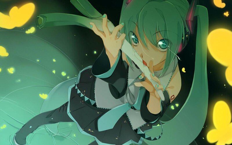 green-haired anime character