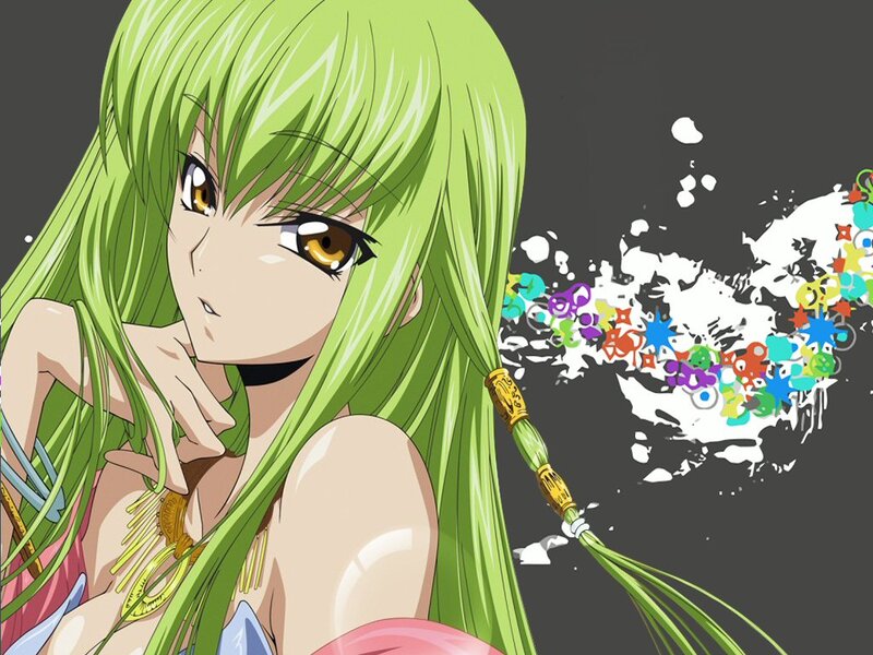 green-haired anime character