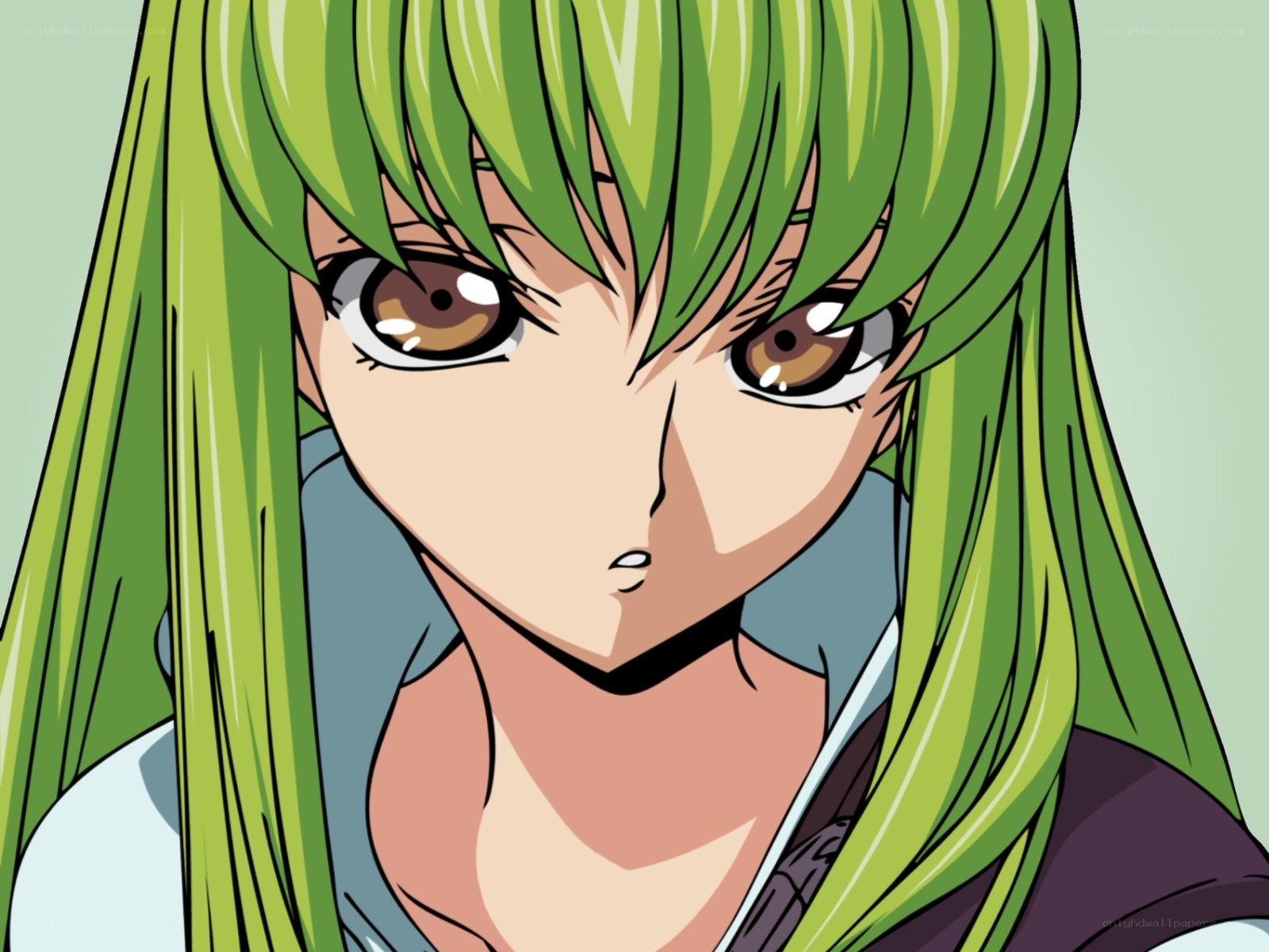 green-haired anime character