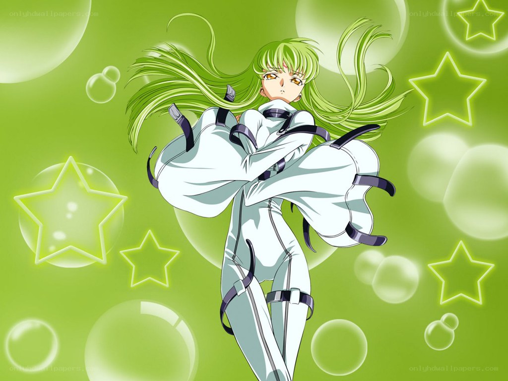 green-haired anime character