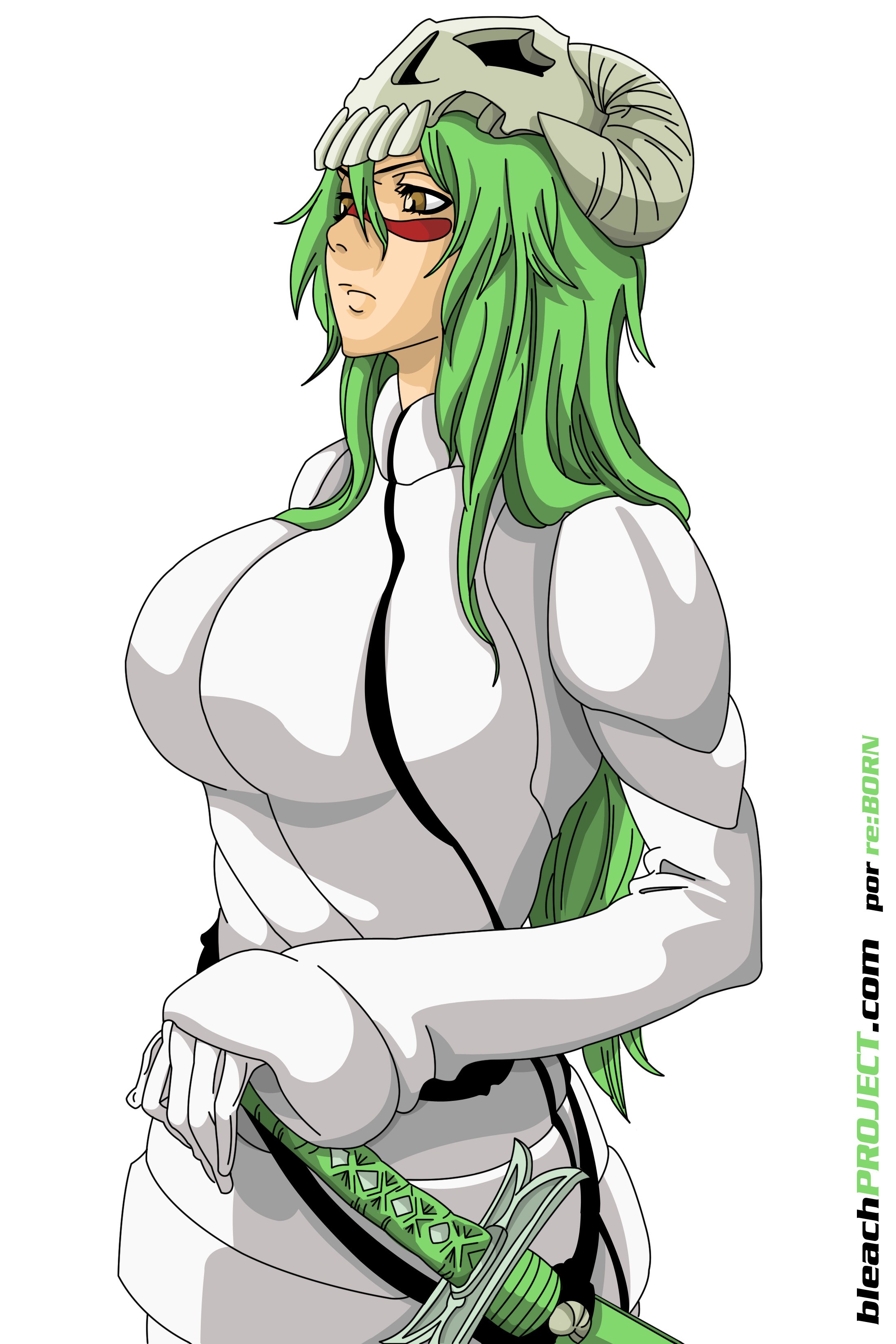 green-haired anime character