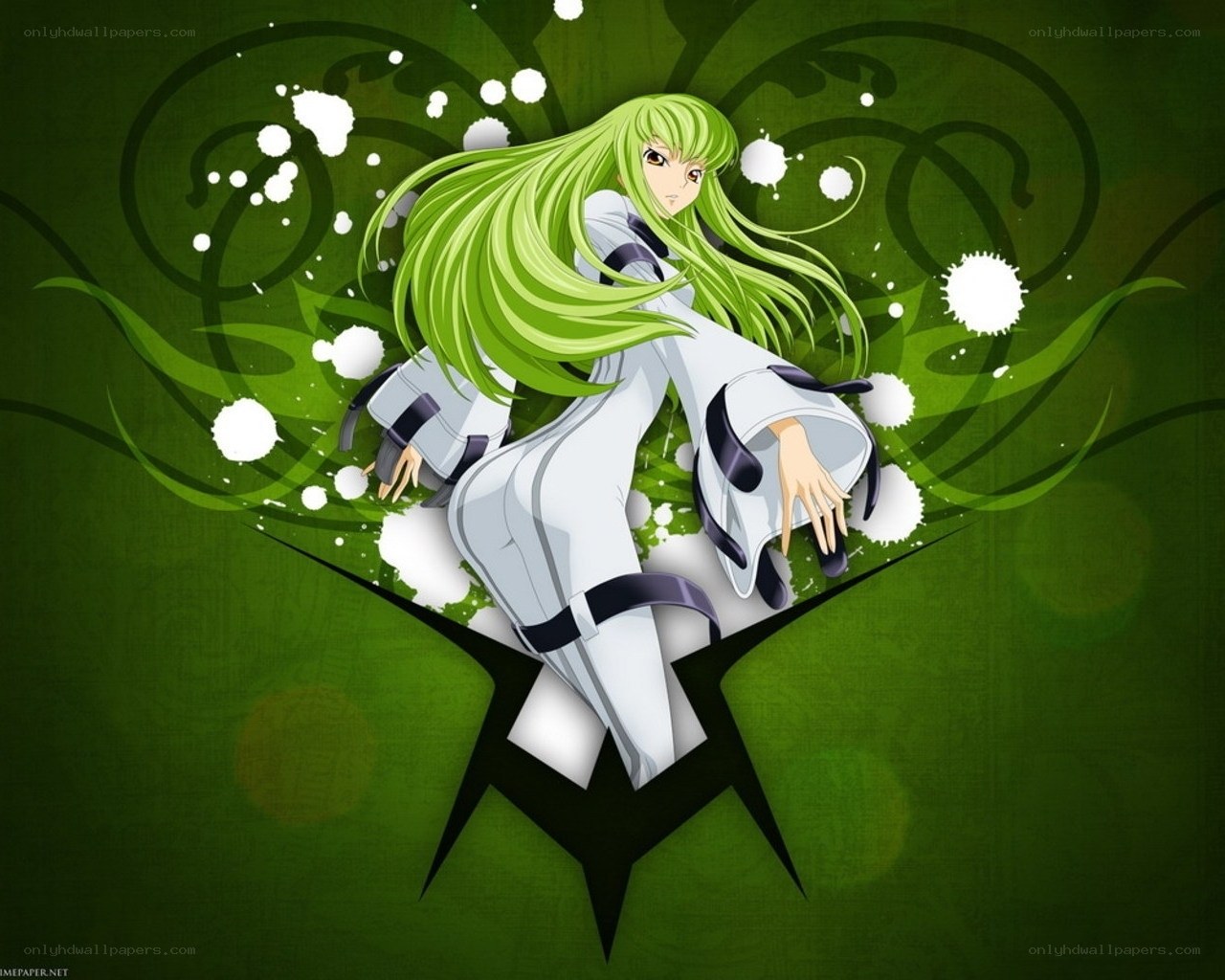 green-haired anime character