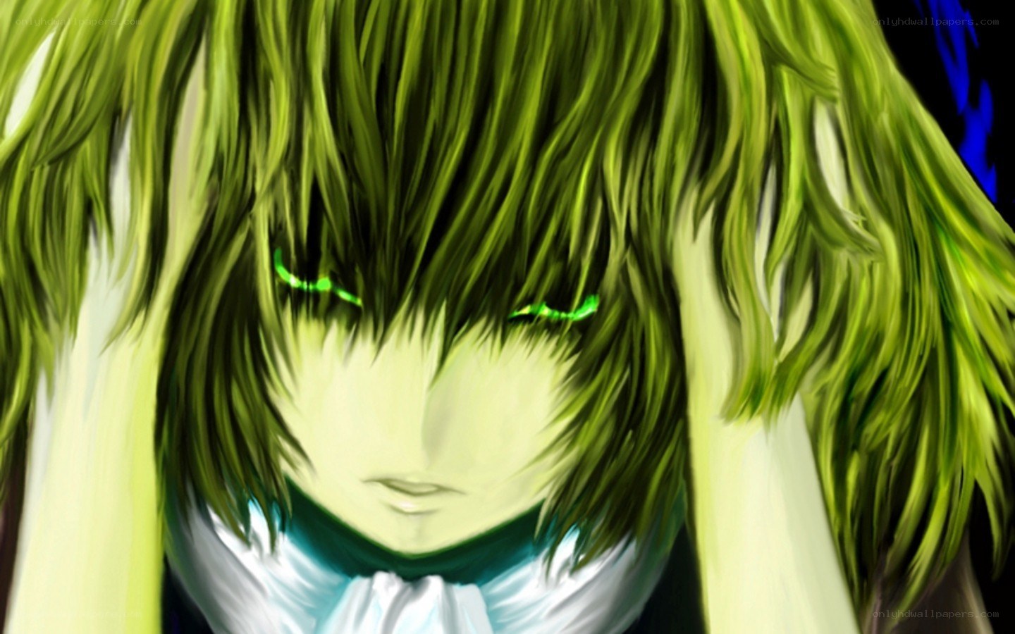 green-haired anime character