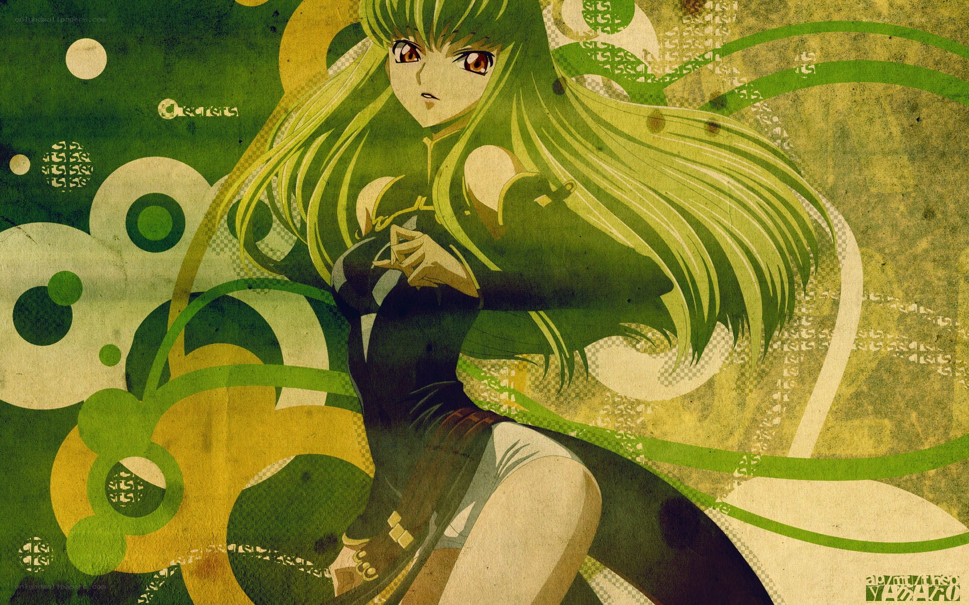 green-haired anime character art