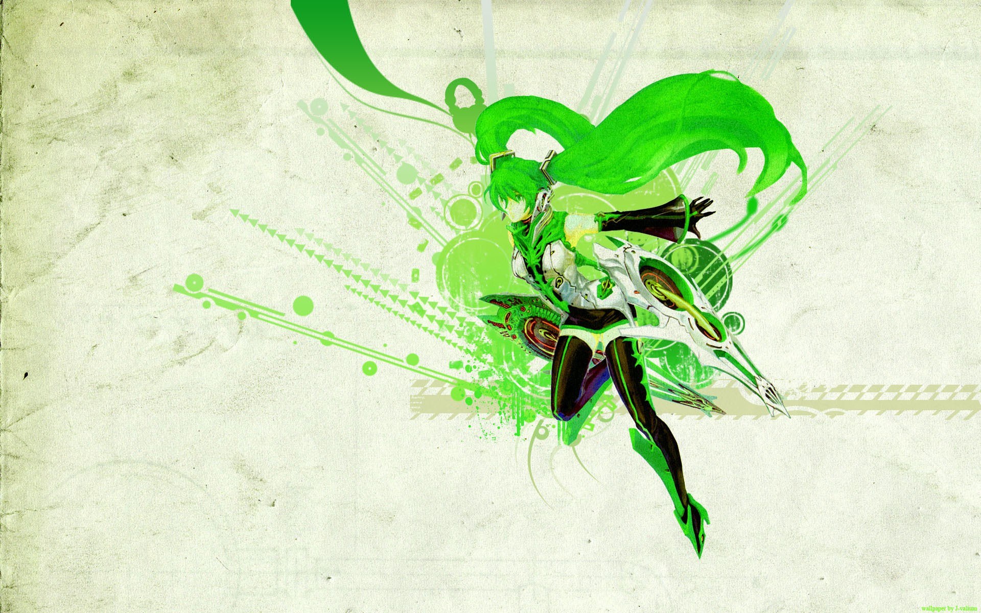 green-haired anime character artwork