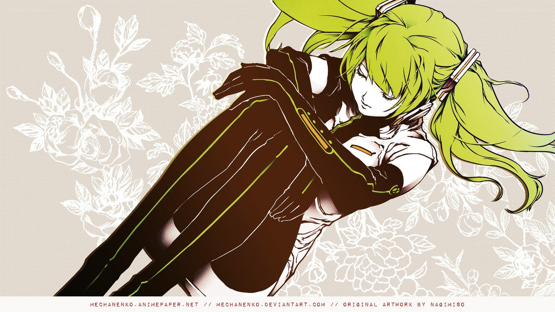 green-haired anime character artwork