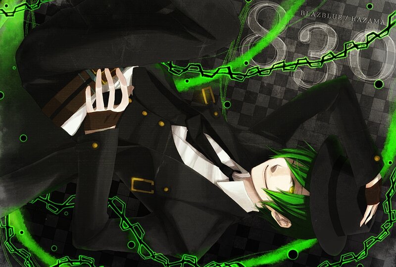 Green-haired Anime Character — Black, Dramatic, Suit