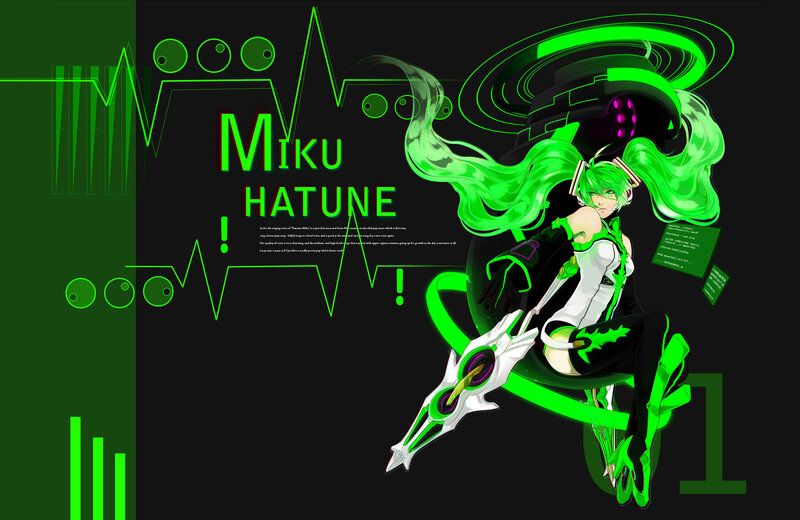 Green-haired Anime Character — Black, Futuristic