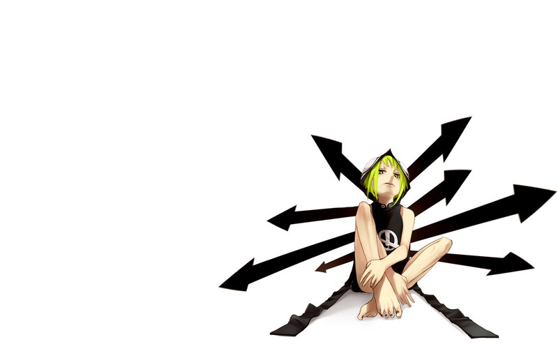 Green-haired Anime Character — Black, Neutral