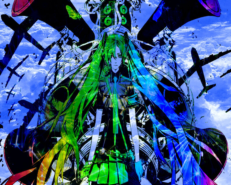 Green-haired Anime Character — Blue, Dramatic, Digital Art