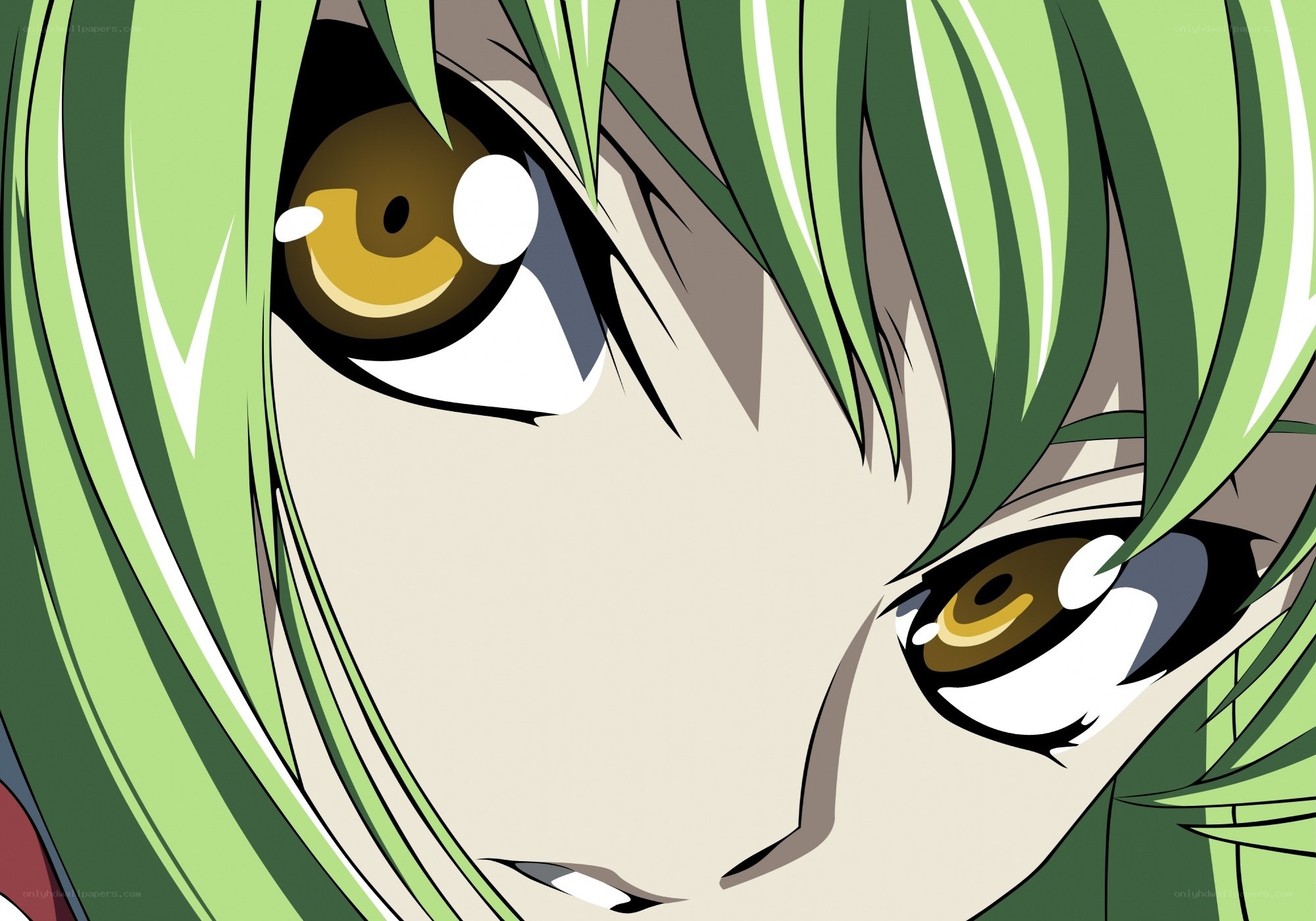 green-haired anime character close-up