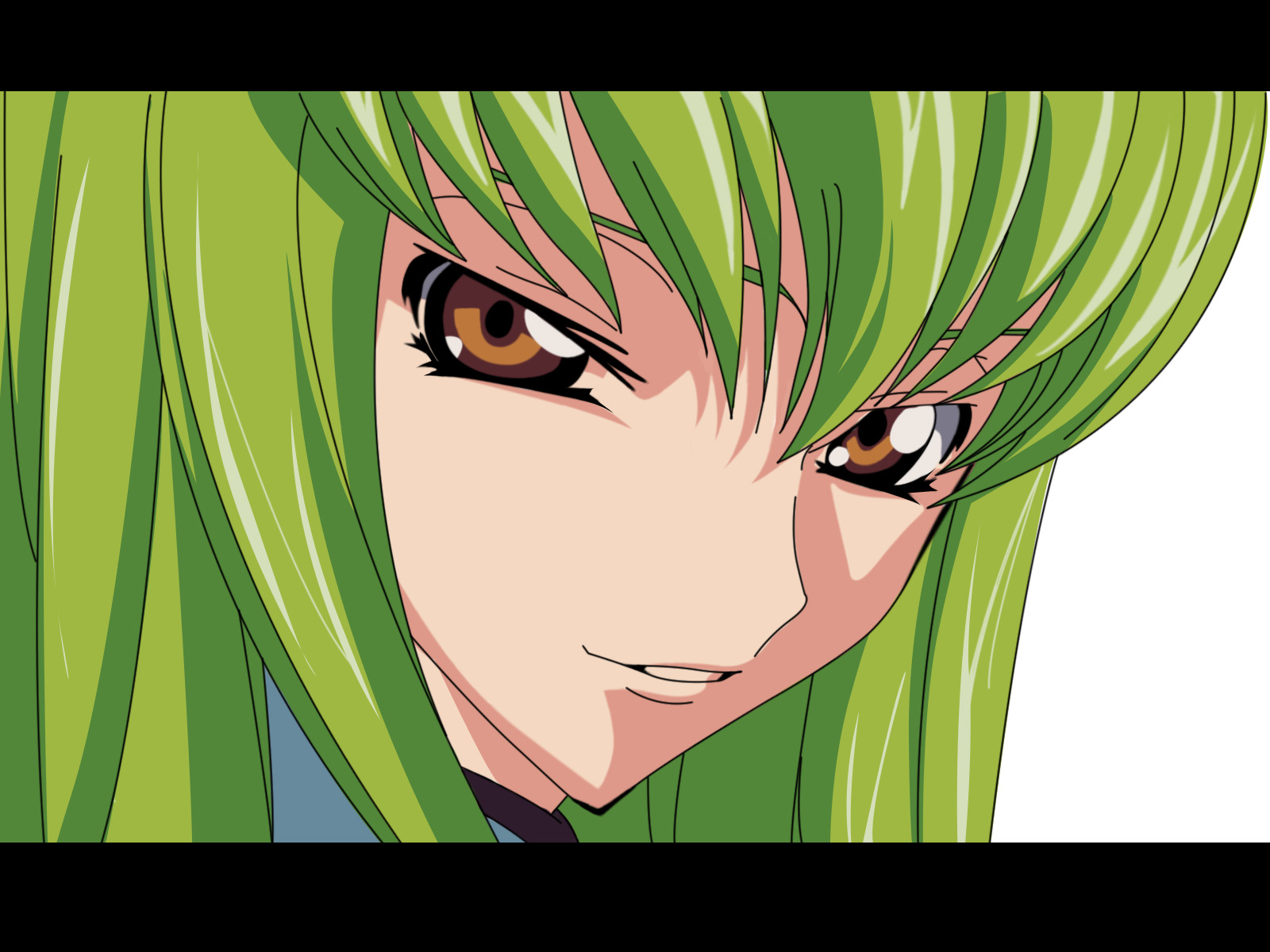 green-haired anime character close-up
