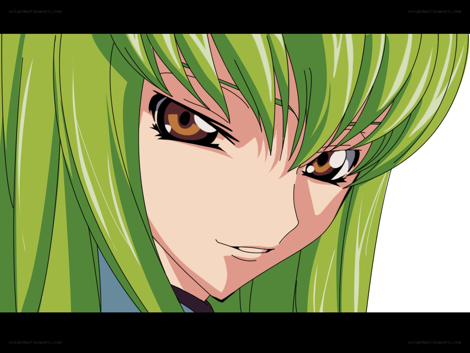 green-haired anime character close-up