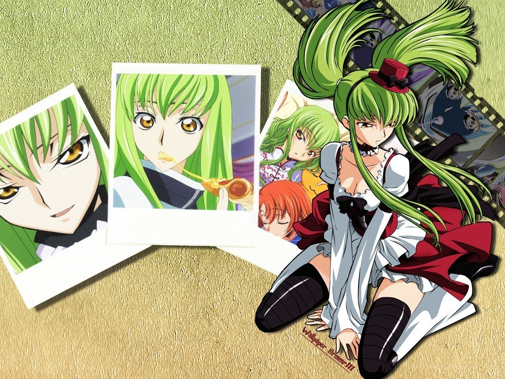 Green-haired anime character collage