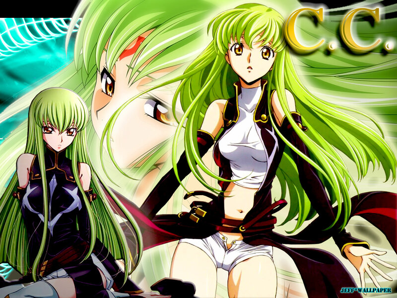 Green-haired anime character collage