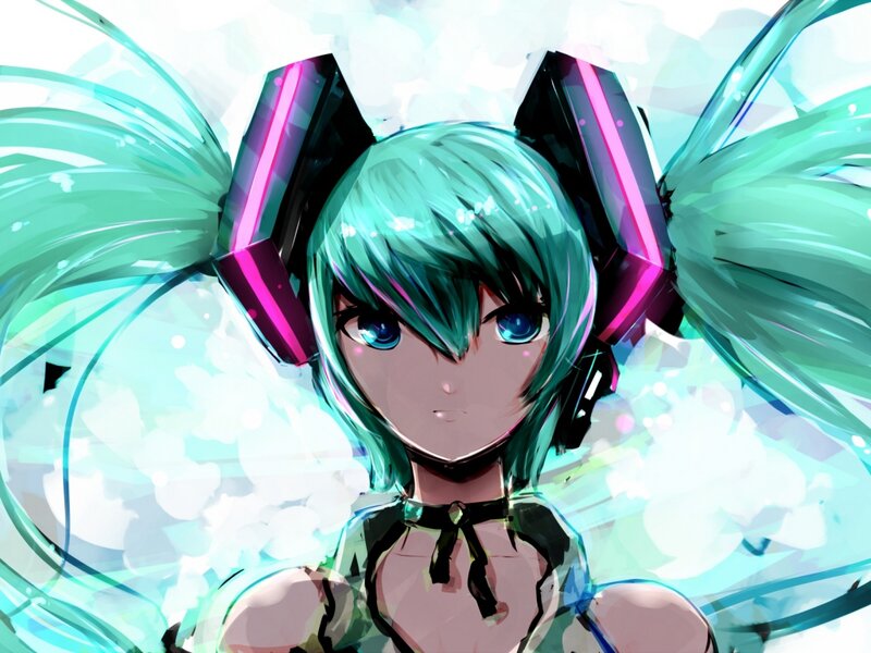 Green-haired Anime Character — Cyan, Energetic, Digital Art