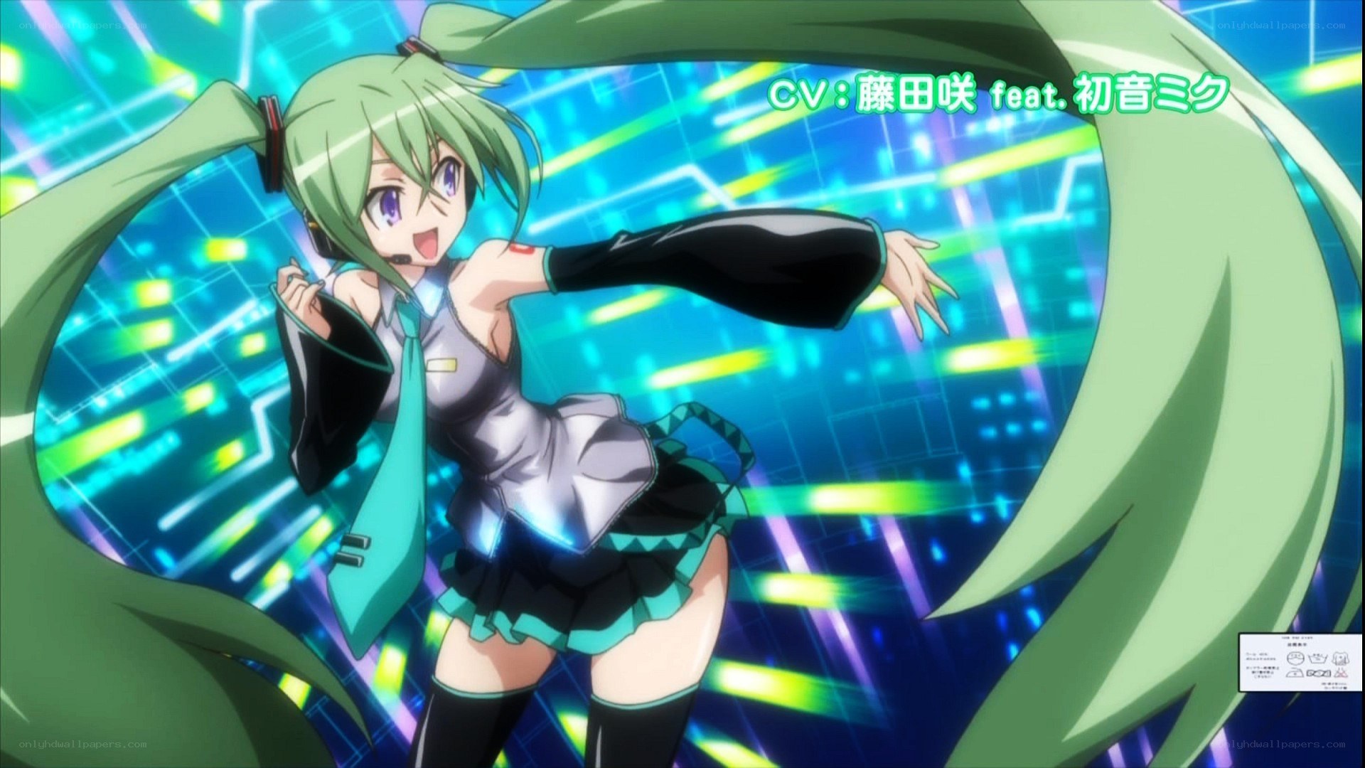 green-haired anime character dancing
