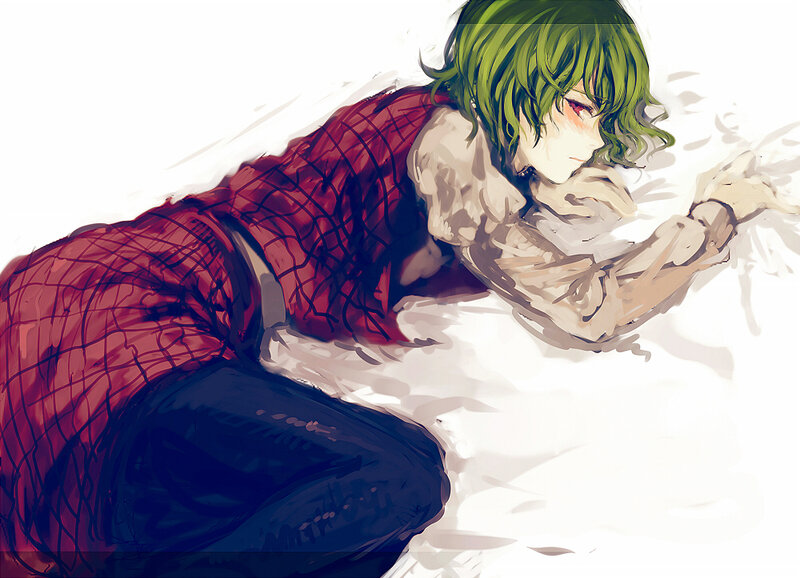 Green-haired Anime Character — Green, Calm, Digital Art