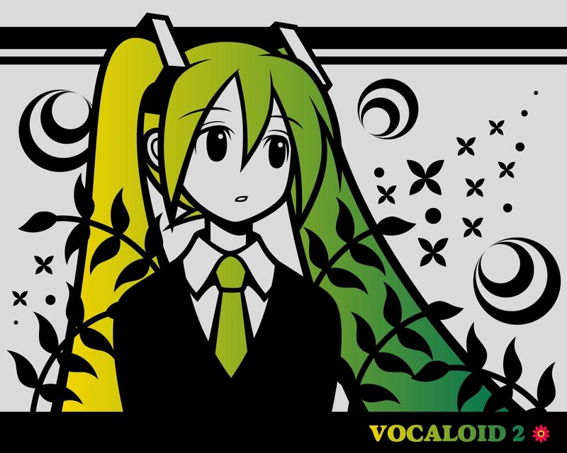 Green-haired Anime Character — Green, Calm, Digital Art, Tie