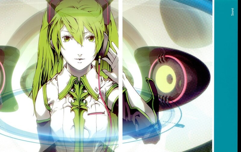 Green-haired Anime Character — Green, Calm, Headphones, Speaker