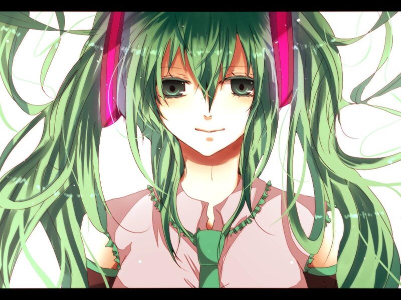 Green-haired Anime Character — Green, Calm, Headphones