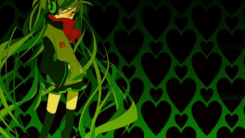 Green-haired Anime Character — Green, Dark