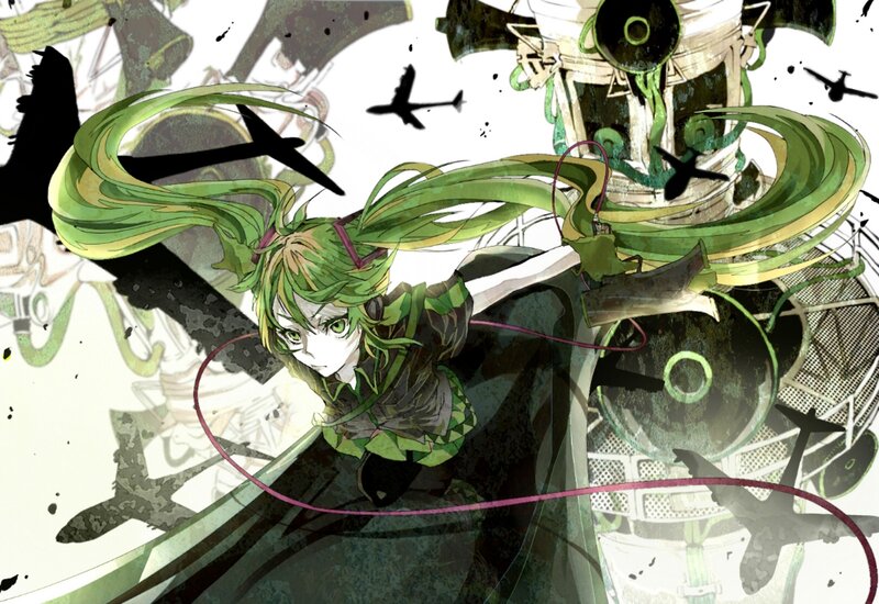 Green-haired Anime Character — Green, Dramatic, Digital Art, Airplanes