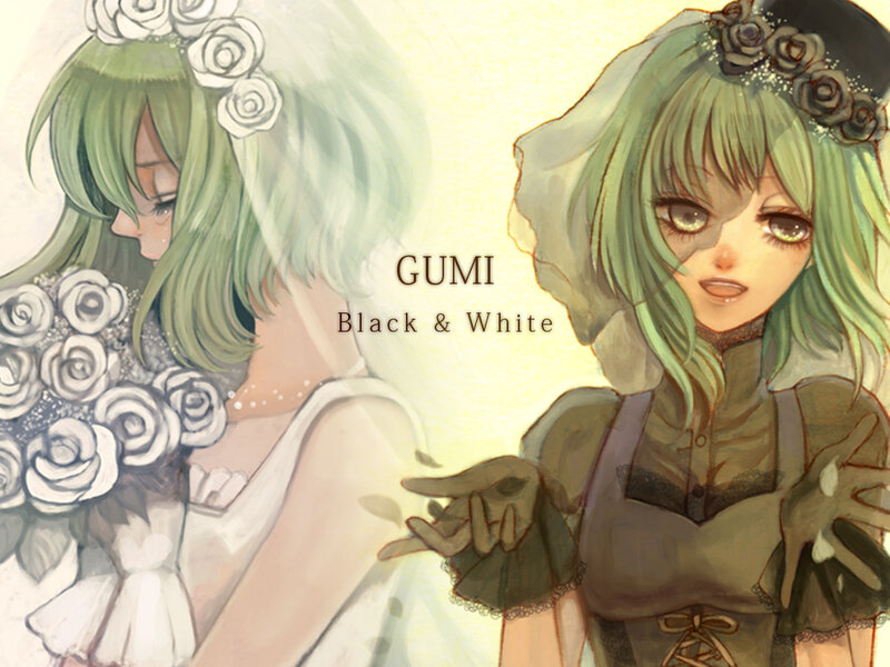 Green-haired Anime Character — Green, Dramatic, Digital Art, Flowers